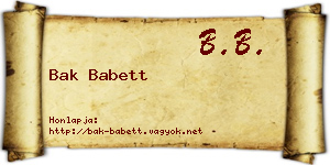 Bak Babett névjegykártya